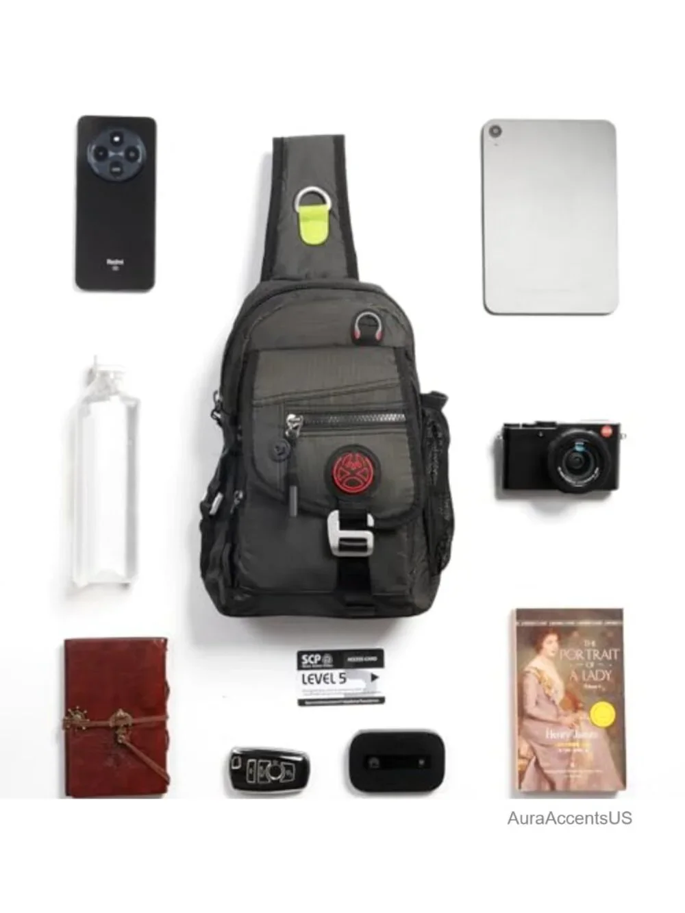 Sling Bag Daypack Hiking Travel Crossbody Backpack Tablet Water-Resistant Nylon